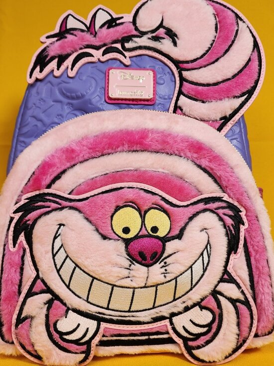 Loungefly Disney Alice in Wonderland Cheshire Cat Fuzzy Pink Mini Backpack NEW main image 10
